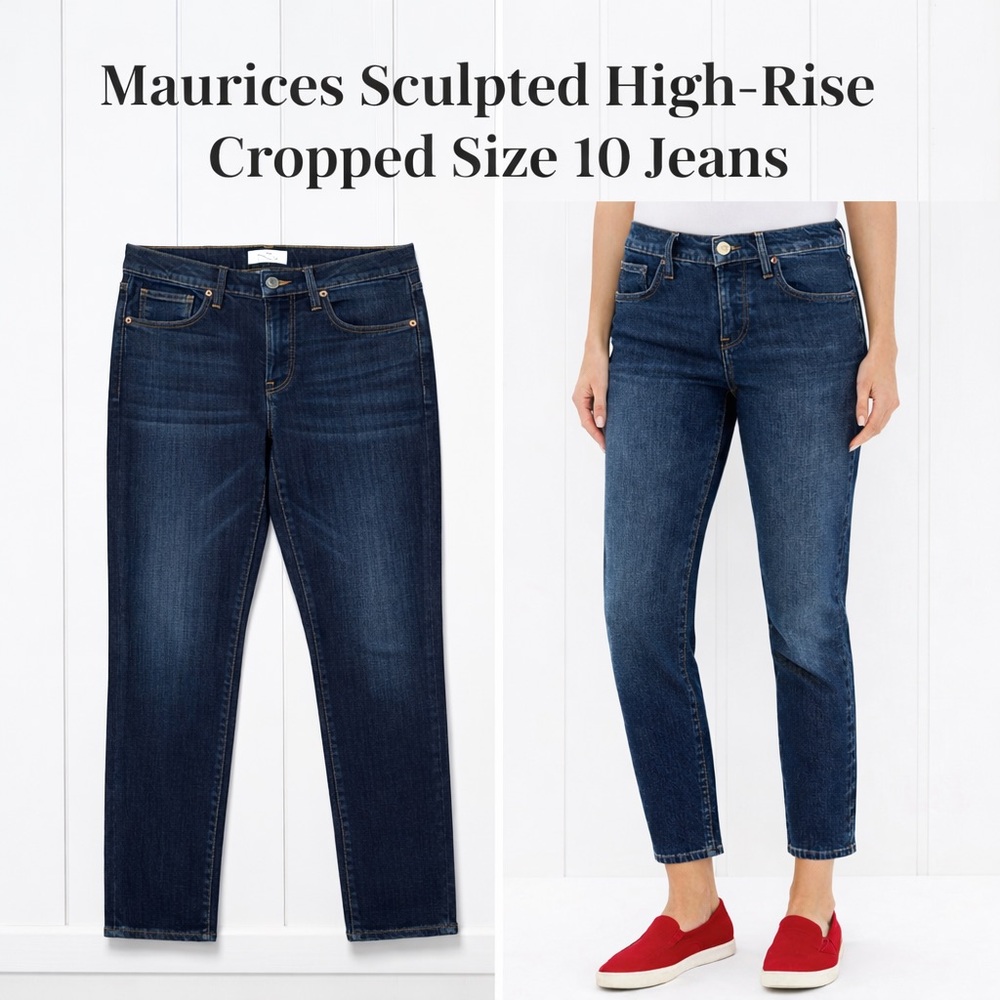 Maurices NWOT Sculpted High Rise Cropped Jeans Size 10 Stretch Dark Wash Denim